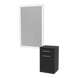Glo Wall Mount Styling Station with Tilt-out Appliance Holder and Silver Rectangle Glo Mirror - Kaemark