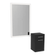 Glo Wall Mount Styling Station with Tilt-out Appliance Holder and Silver Rectangle Glo Mirror - Kaemark