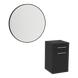 Glo Laminate Wall Mount Styling Station with Tilt-Out Appliance Holder and Westin Round Mirror - Kaemark