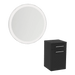 Glo Wall Mount Styling Station with Tilt-out Appliance Holder and Silver Round Glo Mirror - Kaemark