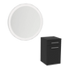 Glo Wall Mount Styling Station with Tilt-out Appliance Holder and Silver Round Glo Mirror - Kaemark