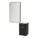 Glo Laminate Wall Mount Styling Station with Solid Surface Countertop, Tilt-Out Appliance Holder, and Westin Rectangle Mirror - Kaemark