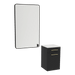Glo Laminate Wall Mount Styling Station with Solid Surface Countertop, Tilt-Out Appliance Holder, and Westin Rectangle Mirror - Kaemark