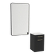 Glo Laminate Wall Mount Styling Station with Solid Surface Countertop, Tilt-Out Appliance Holder, and Westin Rectangle Mirror - Kaemark