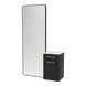 Glo Wall Mount Styling Station with Tilt-out Appliance Holder, Solid Surface Countertop, and Black Full-Length Rectangle Westin Mirror - Kaemark