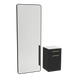 Glo Wall Mount Styling Station with Tilt-out Appliance Holder, Solid Surface Countertop, and Black Full-Length Rectangle Westin Mirror - Kaemark