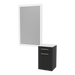 Glo Wall Mount Styling Station with Tilt-out Appliance Holder, Solid Surface Countertop, and Silver Rectangle Glo Mirror - Kaemark