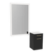 Glo Wall Mount Styling Station with Tilt-out Appliance Holder, Solid Surface Countertop, and Silver Rectangle Glo Mirror - Kaemark