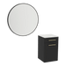 Glo Wall Mount Styling Station with Tilt-out Appliance Holder, Solid Surface Countertop, and Black Round Westin Mirror - Kaemark