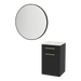 Glo Wall Mount Styling Station with Tilt-out Appliance Holder, Solid Surface Countertop, and Black Round Westin Mirror - Kaemark