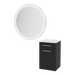 Glo Wall Mount Styling Station with Tilt-out Appliance Holder, Solid Surface Countertop, and Silver Round Glo Mirror - Kaemark