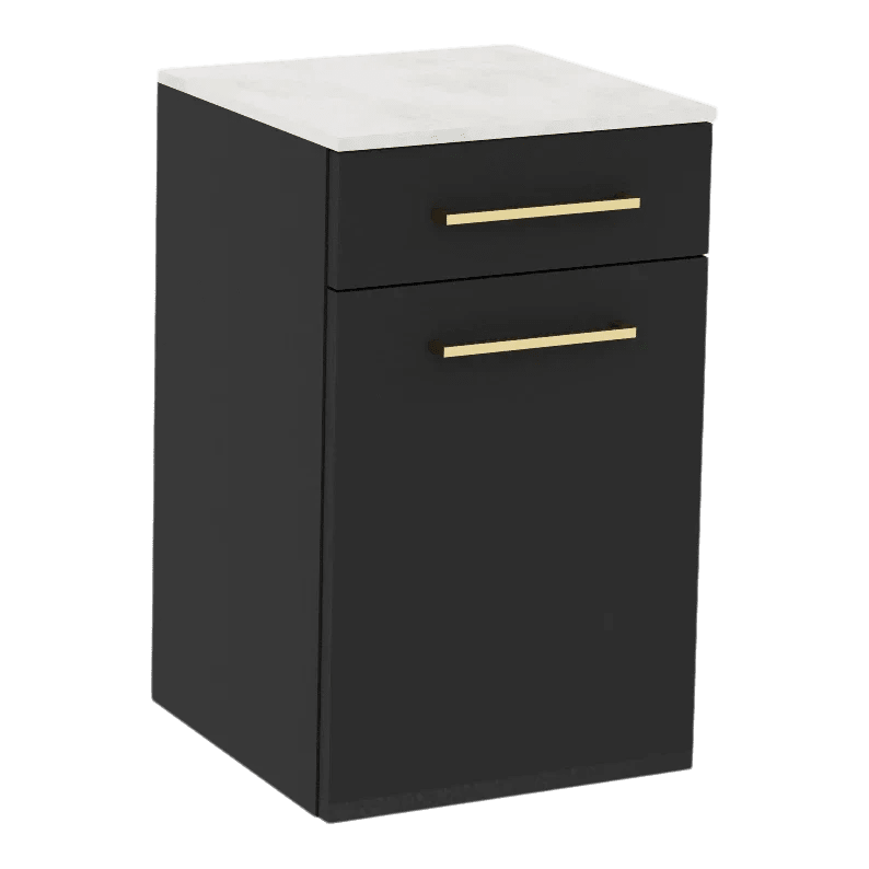 Glo Wall Mount Styling Station with Tilt-out Appliance Holder and Solid Surface Countertop (Cabinet Only) - Kaemark