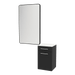 Glo Laminate Wall Mount Styling Station with Solid Surface Countertop, Tilt-Out Appliance Holder, and Westin Rectangle Mirror - Kaemark
