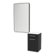 Glo Laminate Wall Mount Styling Station with Solid Surface Countertop, Tilt-Out Appliance Holder, and Westin Rectangle Mirror - Kaemark