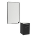 Glo Laminate Wall Mount Styling Station with Solid Surface Countertop, Tilt-Out Appliance Holder, and Westin Rectangle Mirror - Kaemark