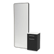 Glo Wall Mount Styling Station with Tilt-out Appliance Holder, Solid Surface Countertop, and Black Full-Length Rectangle Westin Mirror - Kaemark