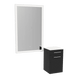 Glo Wall Mount Styling Station with Tilt-out Appliance Holder, Solid Surface Countertop, and Silver Rectangle Glo Mirror - Kaemark