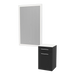 Glo Wall Mount Styling Station with Tilt-out Appliance Holder, Solid Surface Countertop, and Silver Rectangle Glo Mirror - Kaemark