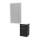 Glo Wall Mount Styling Station with Tilt-out Appliance Holder, Solid Surface Countertop, and Silver Rectangle Glo Mirror - Kaemark