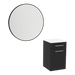 Glo Wall Mount Styling Station with Tilt-out Appliance Holder, Solid Surface Countertop, and Black Round Westin Mirror - Kaemark
