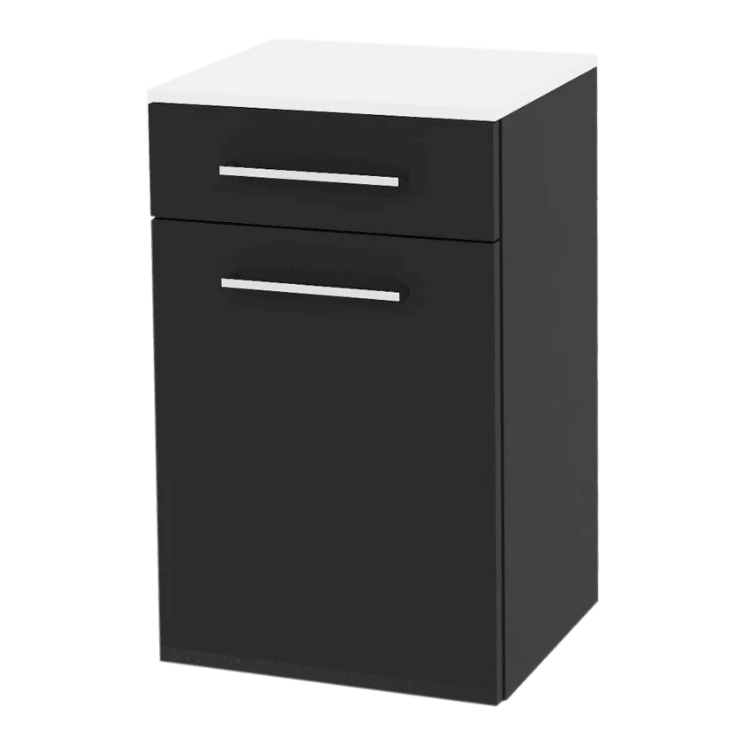Glo Wall Mount Styling Station with Tilt-out Appliance Holder and Solid Surface Countertop (Cabinet Only) - Kaemark