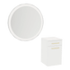 Glo Wall Mount Styling Station with Tilt-out Appliance Holder and Silver Round Glo Mirror - Kaemark