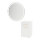 Glo Wall Mount Styling Station with Tilt-out Appliance Holder and Silver Round Glo Mirror - Kaemark