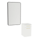Glo Laminate Wall Mount Styling Station with Solid Surface Countertop, Tilt-Out Appliance Holder, and Westin Rectangle Mirror - Kaemark