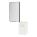 Glo Laminate Wall Mount Styling Station with Solid Surface Countertop, Tilt-Out Appliance Holder, and Westin Rectangle Mirror - Kaemark