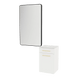 Glo Laminate Wall Mount Styling Station with Solid Surface Countertop, Tilt-Out Appliance Holder, and Westin Rectangle Mirror - Kaemark