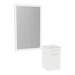 Glo Wall Mount Styling Station with Tilt-out Appliance Holder, Solid Surface Countertop, and Silver Rectangle Glo Mirror - Kaemark