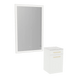 Glo Wall Mount Styling Station with Tilt-out Appliance Holder, Solid Surface Countertop, and Silver Rectangle Glo Mirror - Kaemark