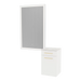 Glo Wall Mount Styling Station with Tilt-out Appliance Holder, Solid Surface Countertop, and Silver Rectangle Glo Mirror - Kaemark