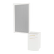 Glo Wall Mount Styling Station with Tilt-out Appliance Holder, Solid Surface Countertop, and Silver Rectangle Glo Mirror - Kaemark