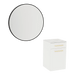 Glo Wall Mount Styling Station with Tilt-out Appliance Holder, Solid Surface Countertop, and Black Round Westin Mirror - Kaemark