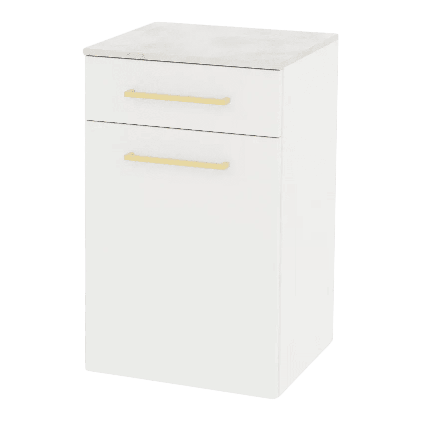 Glo Wall Mount Styling Station with Tilt-out Appliance Holder and Solid Surface Countertop (Cabinet Only) - Kaemark