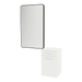 Glo Laminate Wall Mount Styling Station with Solid Surface Countertop, Tilt-Out Appliance Holder, and Westin Rectangle Mirror - Kaemark