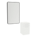 Glo Laminate Wall Mount Styling Station with Solid Surface Countertop, Tilt-Out Appliance Holder, and Westin Rectangle Mirror - Kaemark