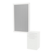 Glo Wall Mount Styling Station with Tilt-out Appliance Holder, Solid Surface Countertop, and Silver Rectangle Glo Mirror - Kaemark