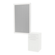 Glo Wall Mount Styling Station with Tilt-out Appliance Holder, Solid Surface Countertop, and Silver Rectangle Glo Mirror - Kaemark