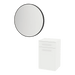 Glo Wall Mount Styling Station with Tilt-out Appliance Holder, Solid Surface Countertop, and Black Round Westin Mirror - Kaemark