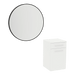 Glo Wall Mount Styling Station with Tilt-out Appliance Holder, Solid Surface Countertop, and Black Round Westin Mirror - Kaemark