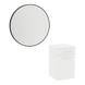 Glo Wall Mount Styling Station with Tilt-out Appliance Holder, Solid Surface Countertop, and Black Round Westin Mirror - Kaemark