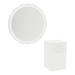 Glo Wall Mount Styling Station with Tilt-out Appliance Holder, Solid Surface Countertop, and Silver Round Glo Mirror - Kaemark