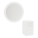 Glo Wall Mount Styling Station with Tilt-out Appliance Holder, Solid Surface Countertop, and Silver Round Glo Mirror - Kaemark