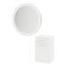 Glo Wall Mount Styling Station with Tilt-out Appliance Holder, Solid Surface Countertop, and Silver Round Glo Mirror - Kaemark