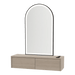 Glo Wall Mount Styling Station with Nestled Appliance Holder and Black Arch Paloma Mirror - Kaemark