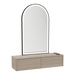 Glo Wall Mount Styling Station with Nestled Appliance Holder and Black Arch Paloma Mirror - Kaemark