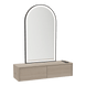Glo Wall Mount Styling Station with Nestled Appliance Holder and Black Arch Paloma Mirror - Kaemark