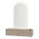 Glo Wall Mount Styling Station with Nestled Appliance Holder and Gold Arch Paloma Mirror - Kaemark